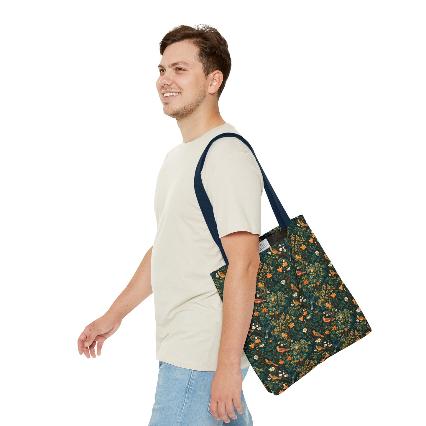 Midnight Birds & Floral Tote Bag