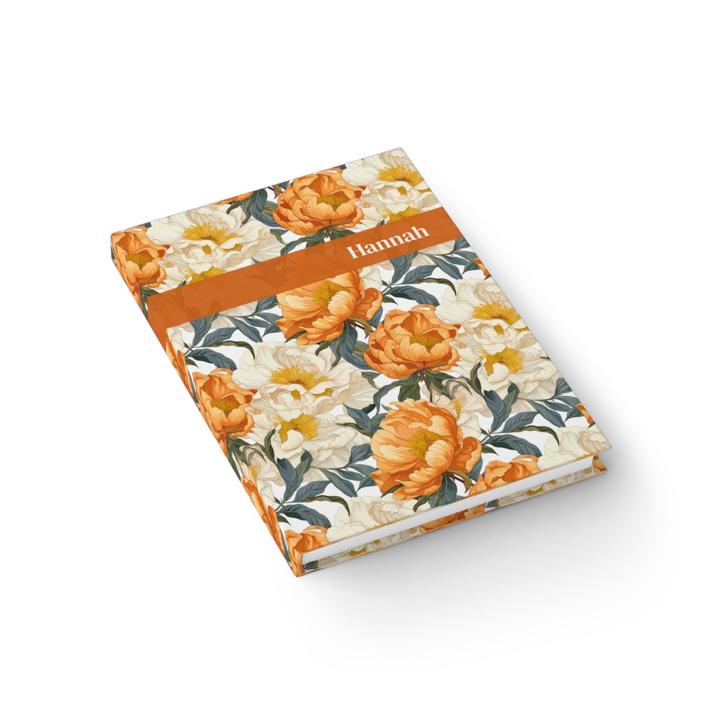 Orange Peonies Journal - Ruled Line