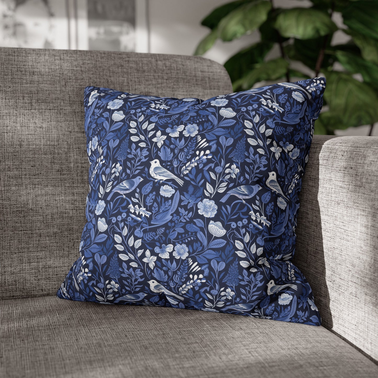 Birds In Blue Premium Pillow Case