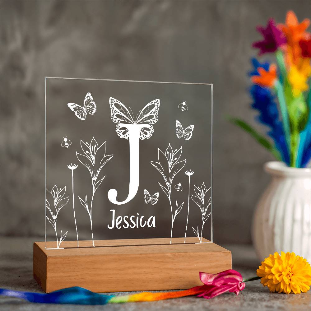 Butterfly Initial Acrylic Plaque