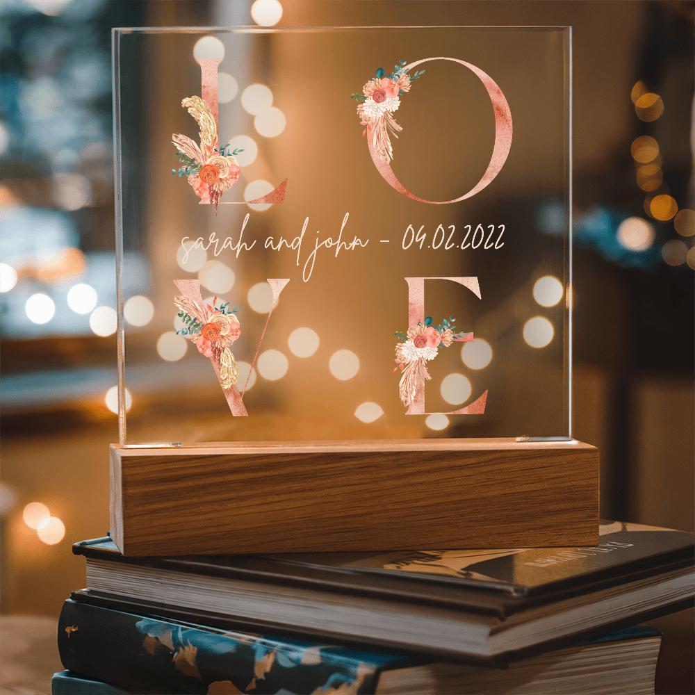 LOVE Floral Acrylic Plaque