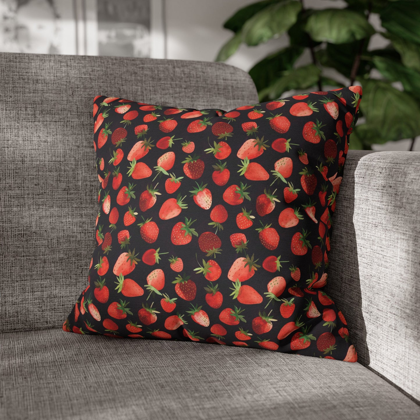 Midnight Strawberries Premium Pillow Case