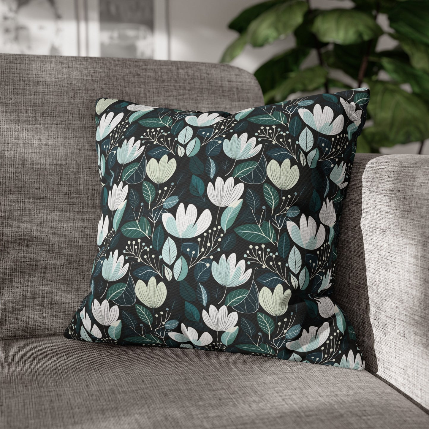 Nordic Floral Dark Premium Pillow Case