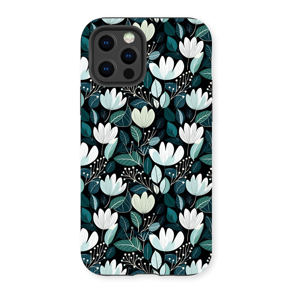 Nordic Floral Dark Tough Phone Case