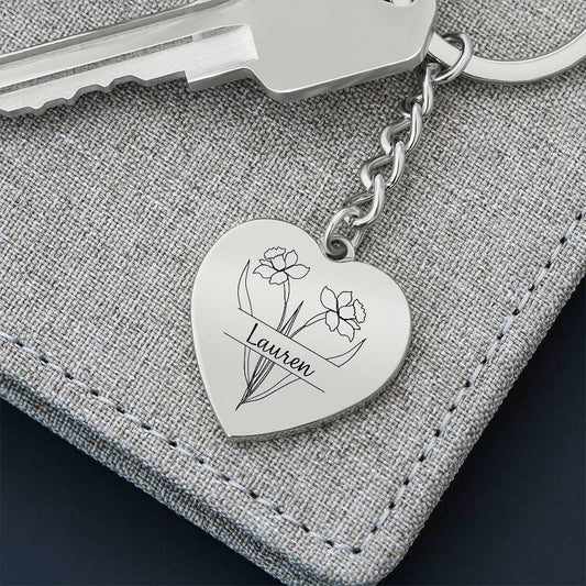 March Birth Flower Keychain