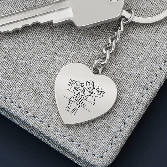 July Birth Flower Keychain