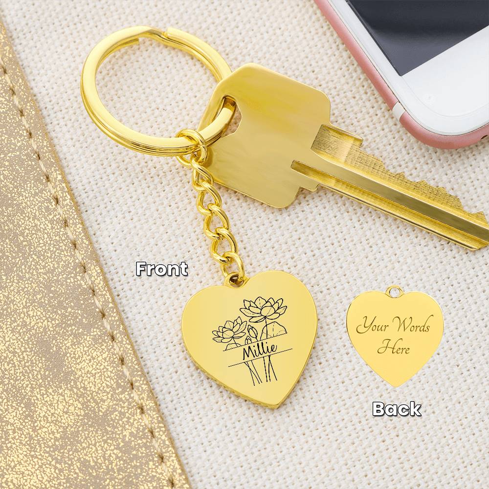 July Birth Flower Keychain