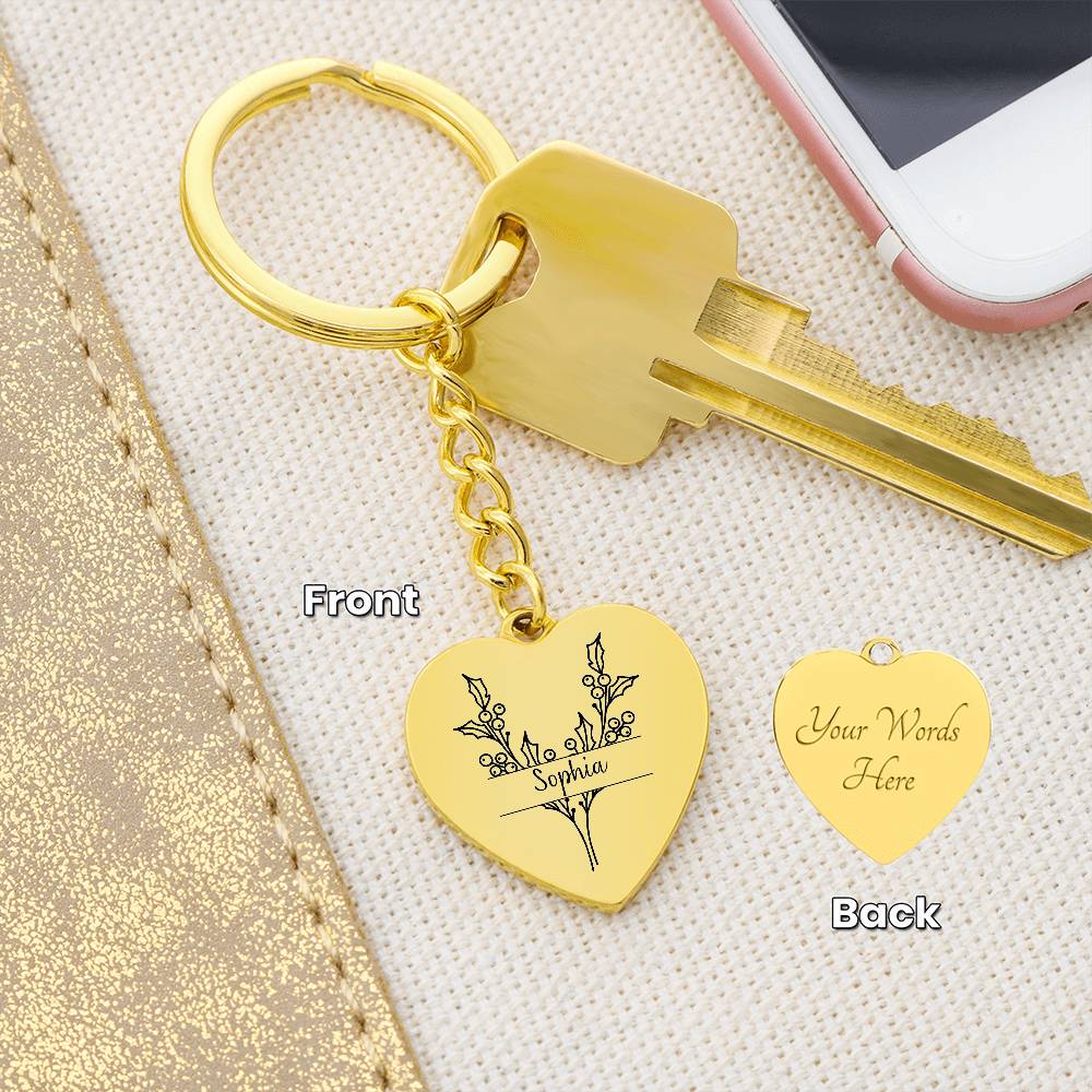 December Birth Flower Keychain