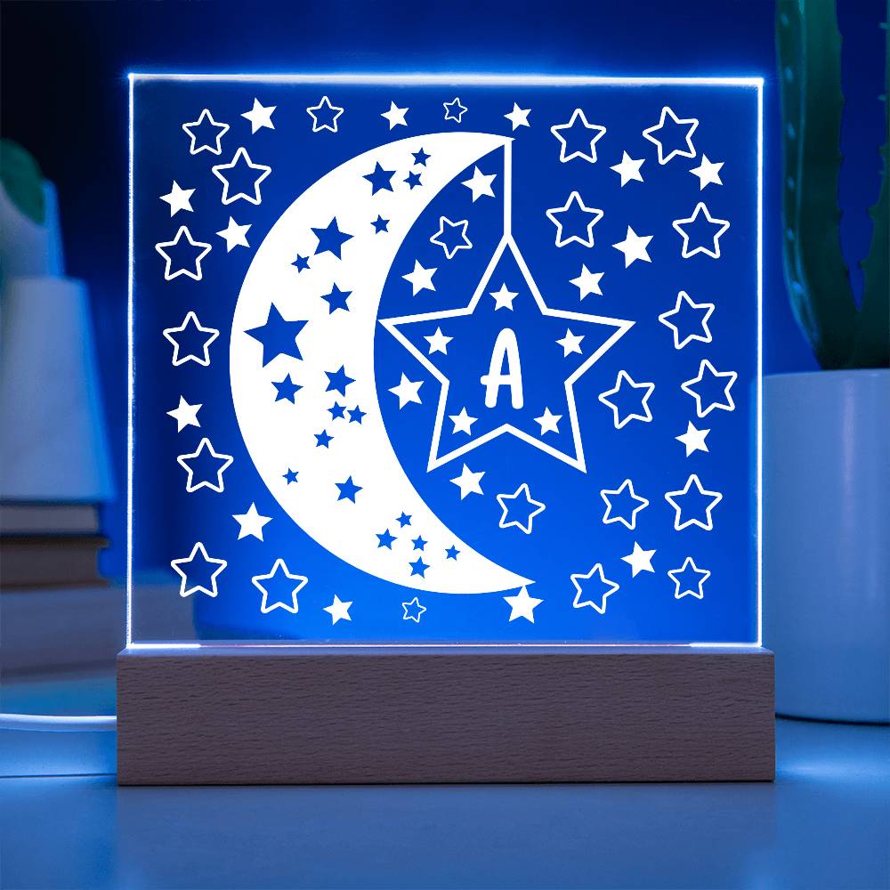 Moons & Stars Initial Acrylic Plaque