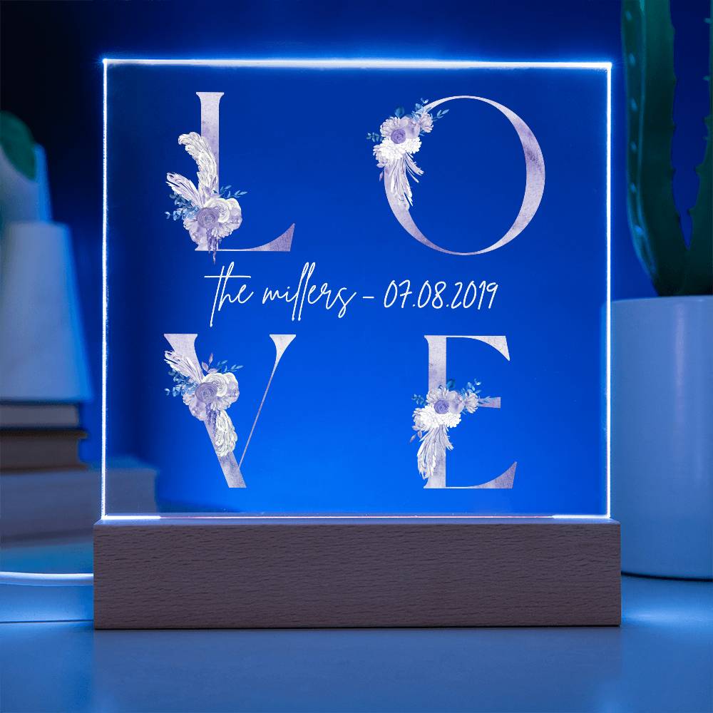 LOVE Floral Acrylic Plaque