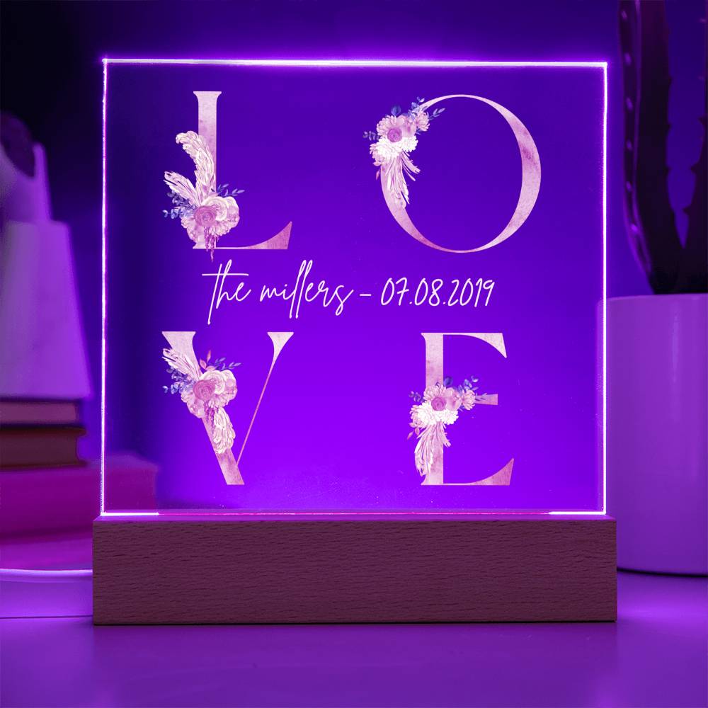 LOVE Floral Acrylic Plaque