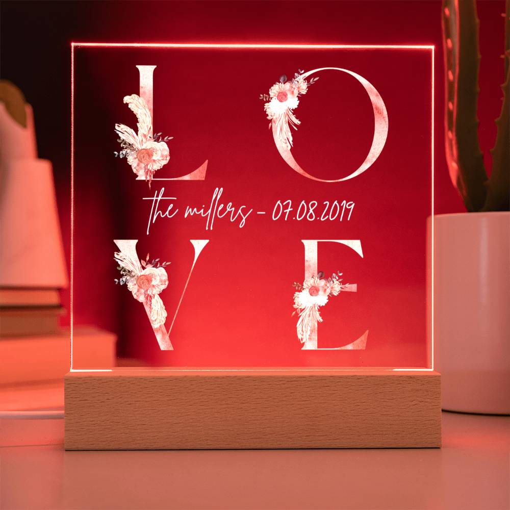 LOVE Floral Acrylic Plaque