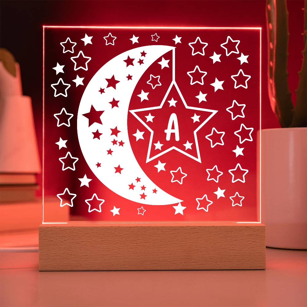 Moons & Stars Initial Acrylic Plaque