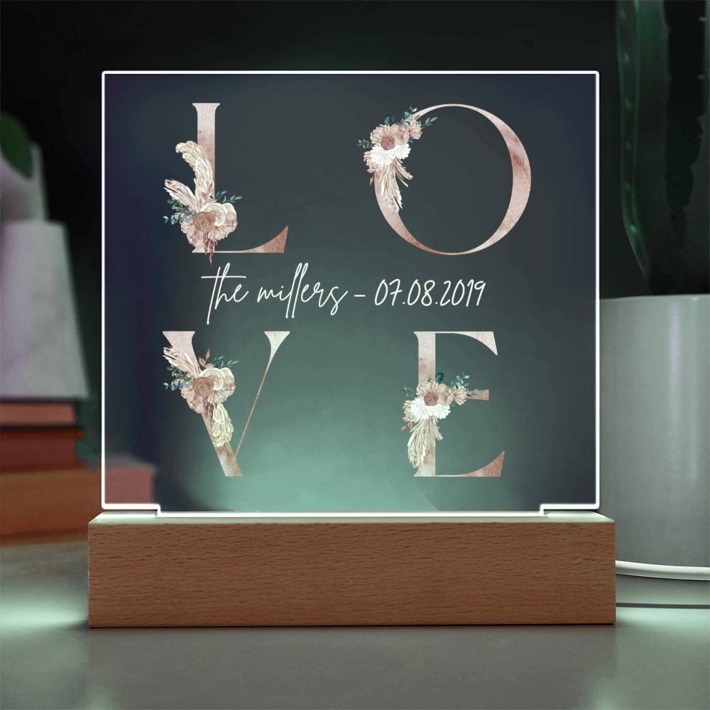 LOVE Floral Acrylic Plaque