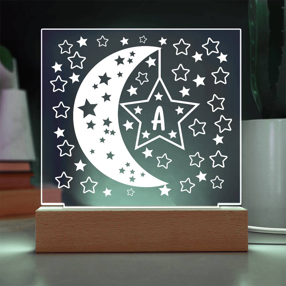 Moons & Stars Initial Acrylic Plaque