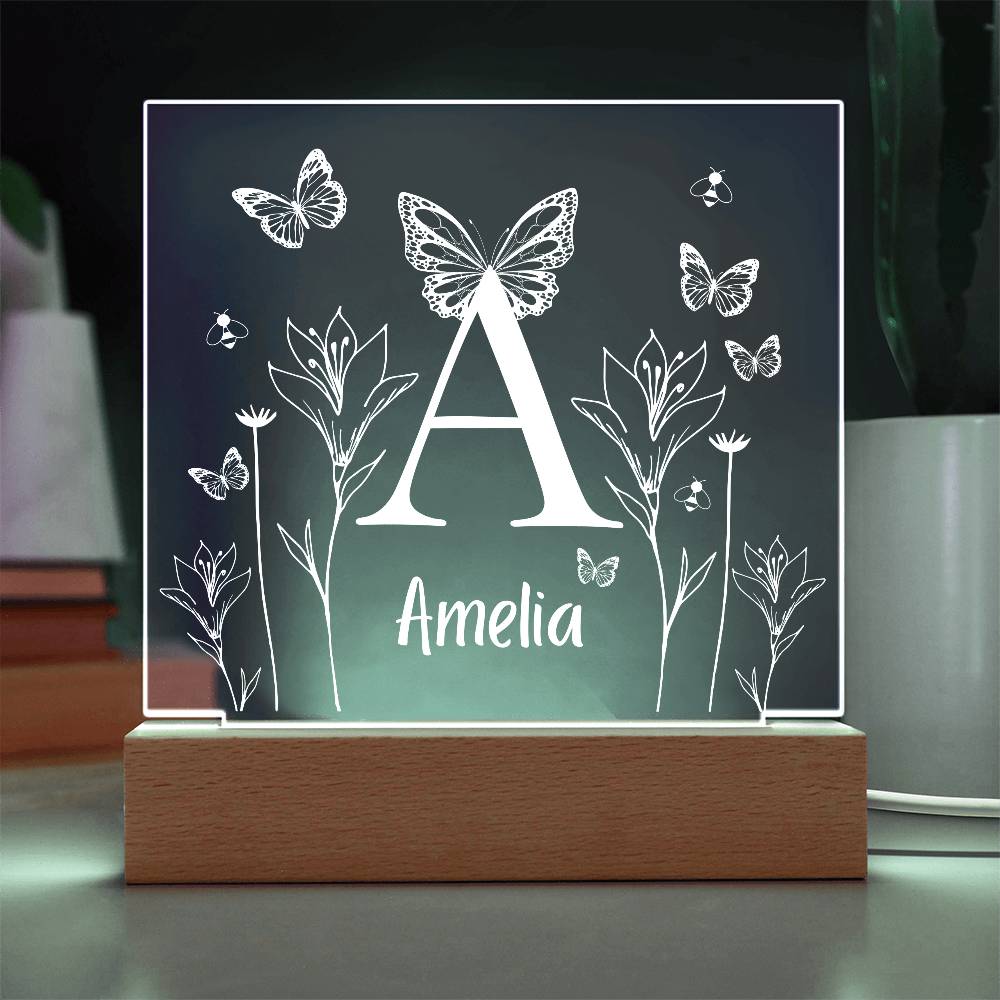 Butterfly Initial Acrylic Plaque