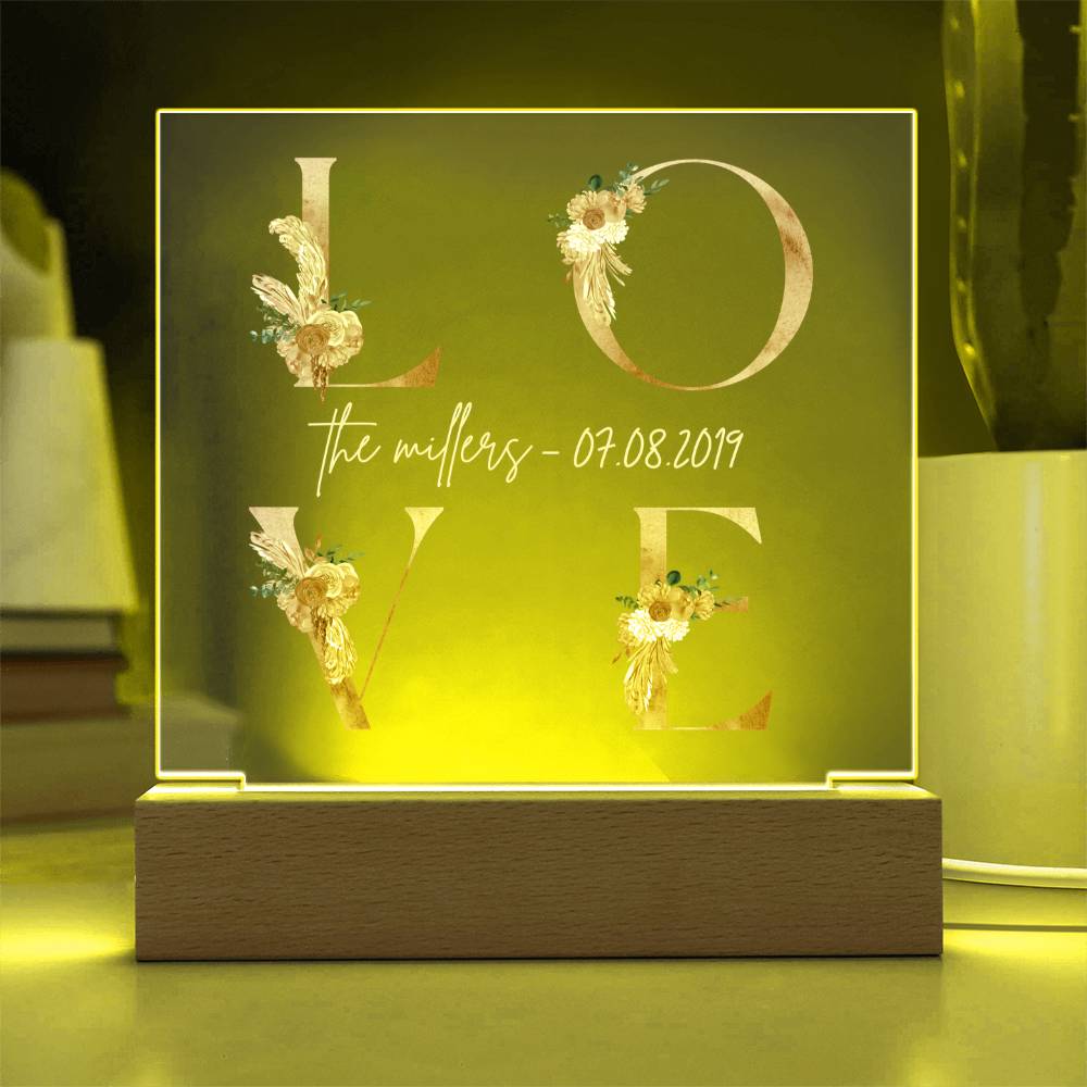 LOVE Floral Acrylic Plaque