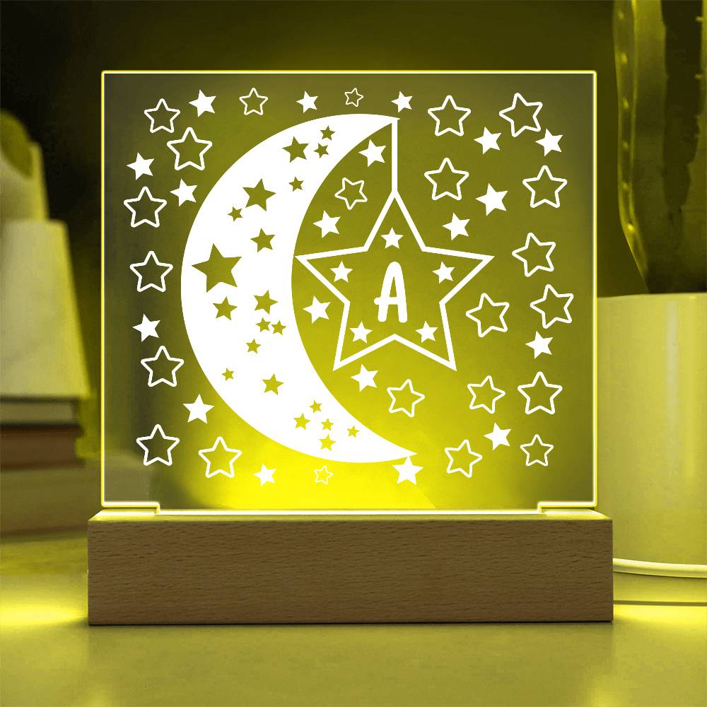 Moons & Stars Initial Acrylic Plaque