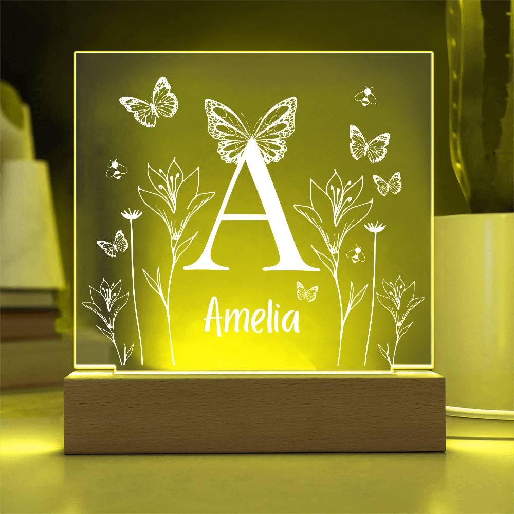 Butterfly Initial Acrylic Plaque