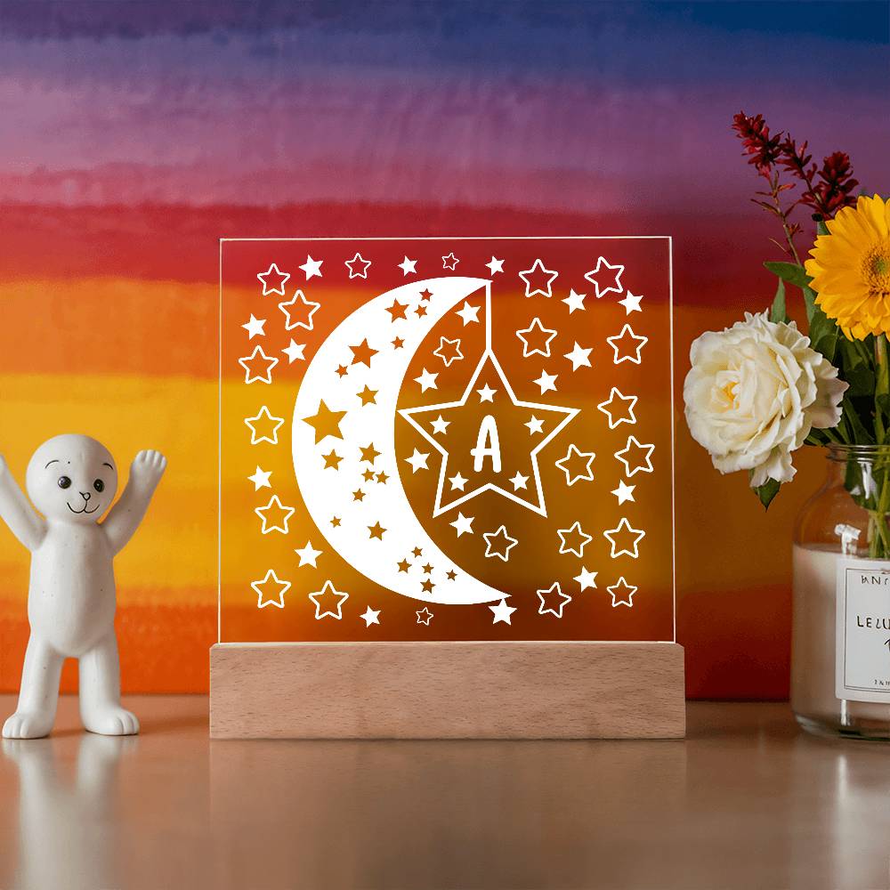 Moons & Stars Initial Acrylic Plaque