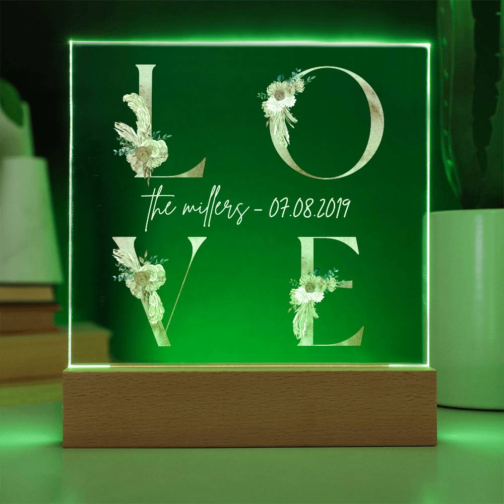 LOVE Floral Acrylic Plaque