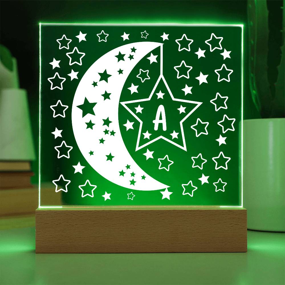 Moons & Stars Initial Acrylic Plaque