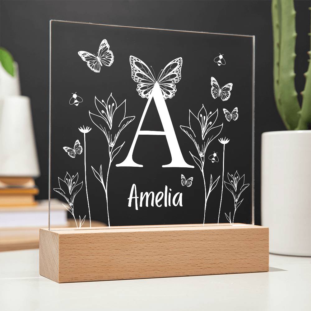 Butterfly Initial Acrylic Plaque