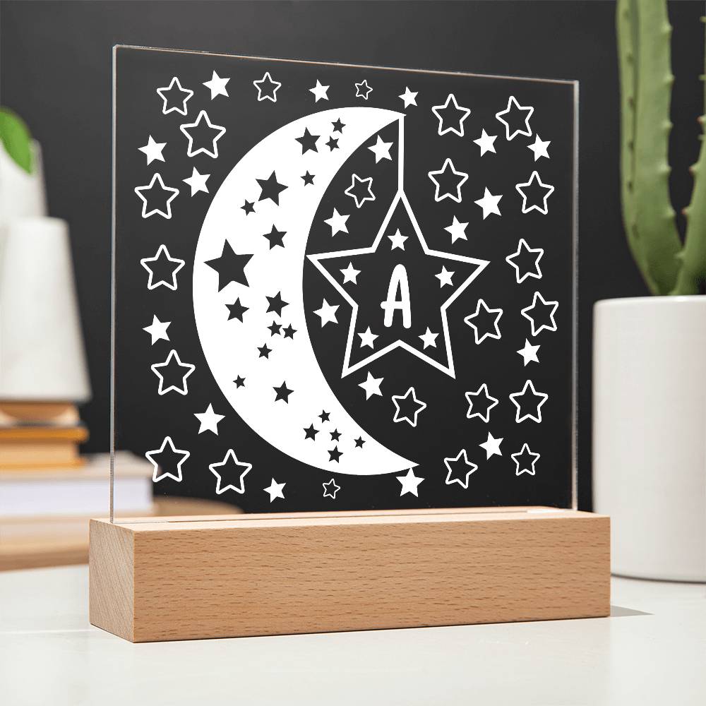 Moons & Stars Initial Acrylic Plaque