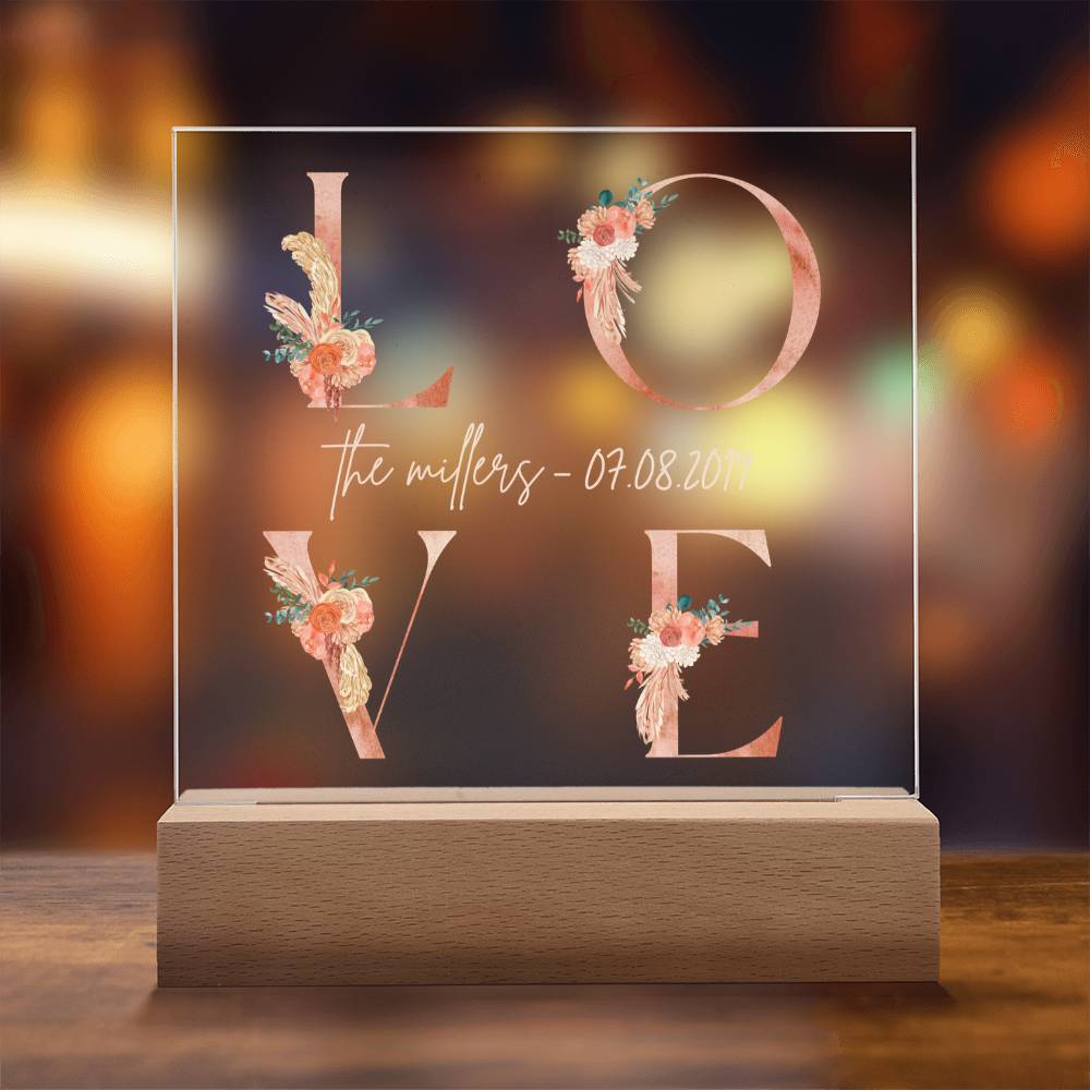 LOVE Floral Acrylic Plaque