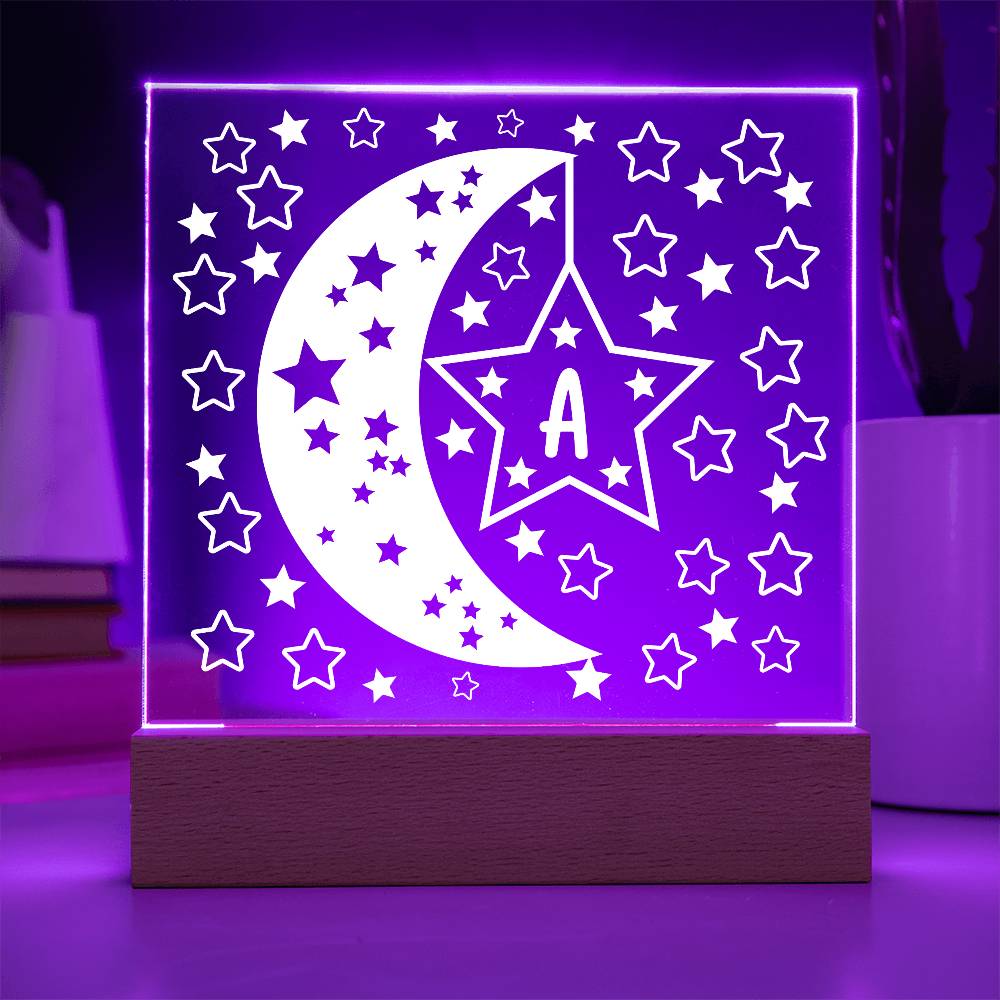 Moons & Stars Initial Acrylic Plaque