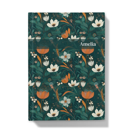 Teal Orange Floral Hardback A5 Journal