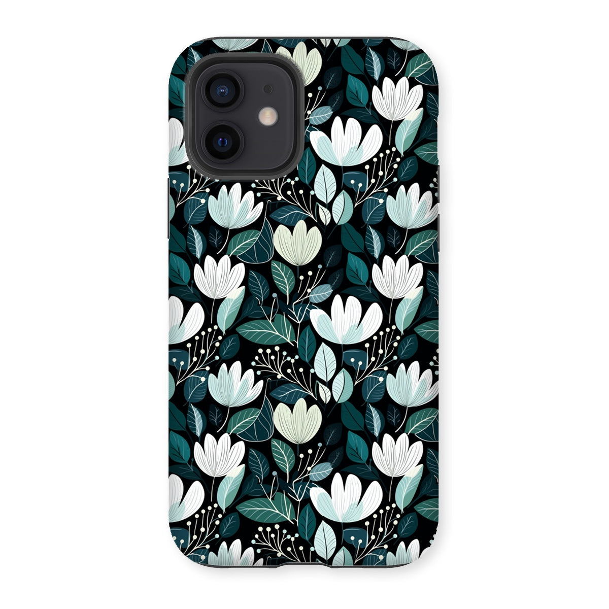 Nordic Floral Dark Tough Phone Case