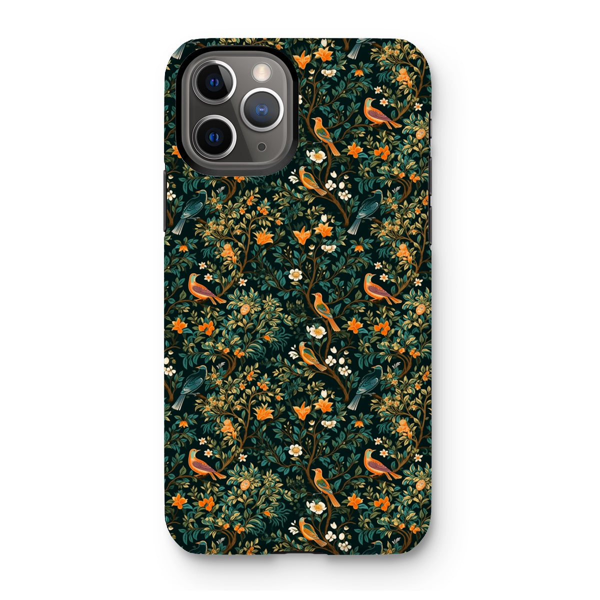 Midnight Birds Floral Tough Phone Case