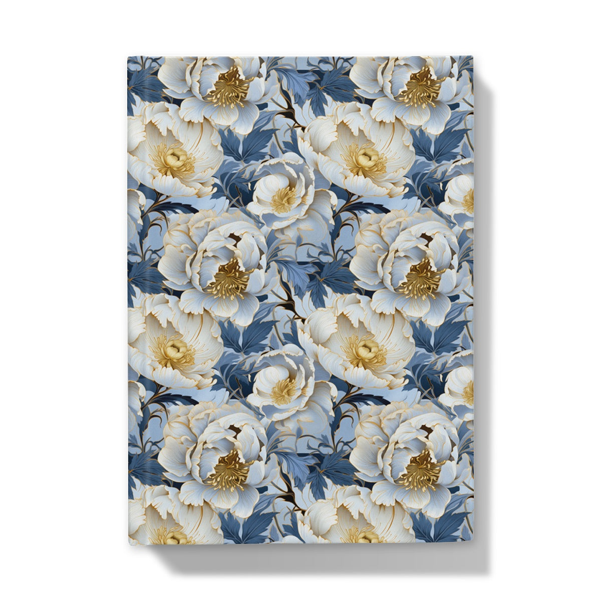 Blue Gold Peonies Hardback Journal